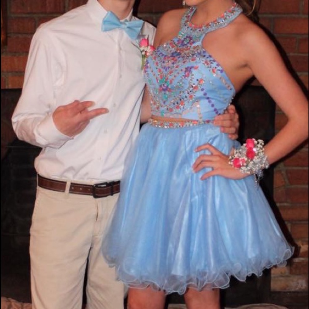 Baby blue 2 piece homecoming dress - Picture 5 of 7